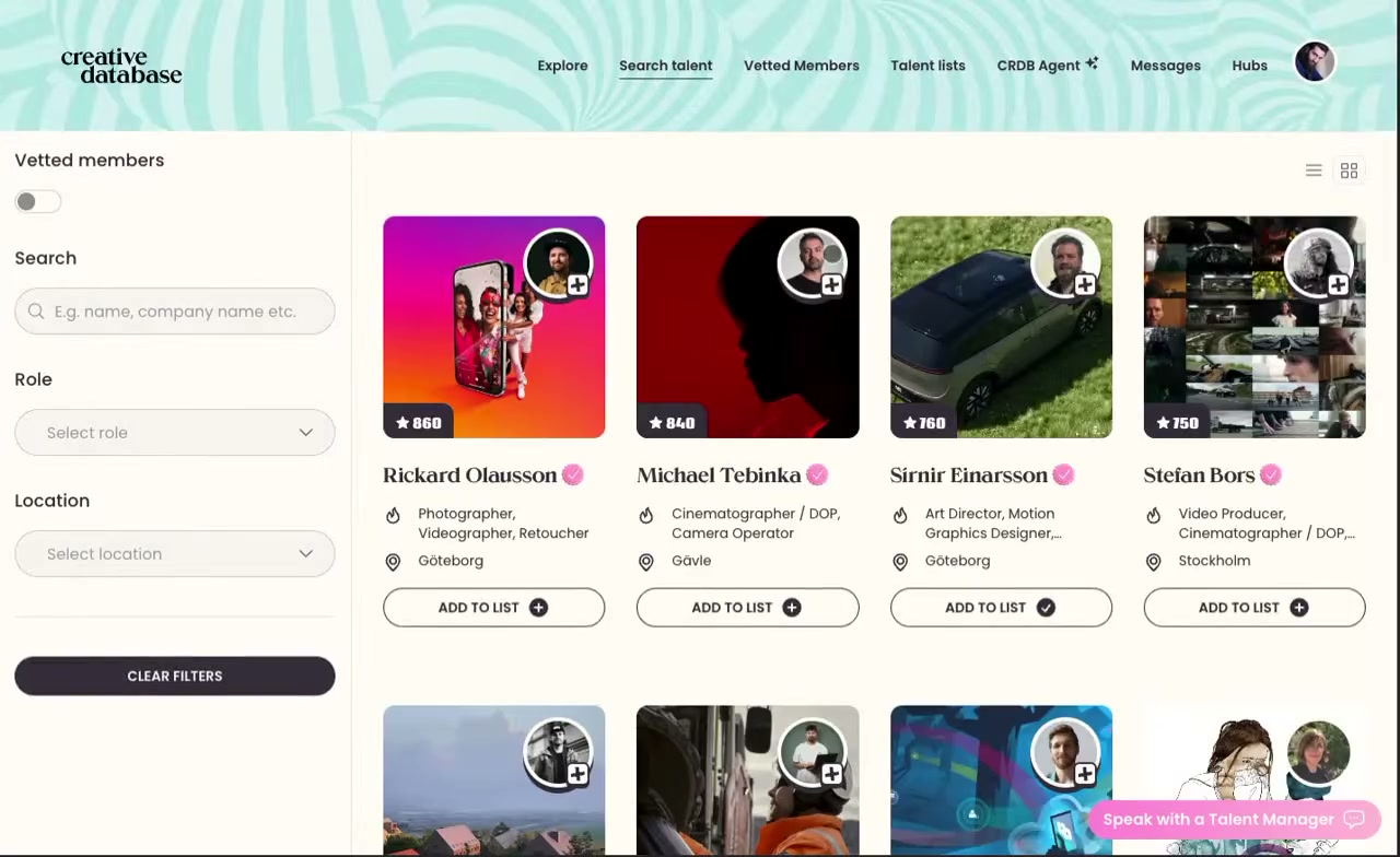 Creative Database the challenge product screen