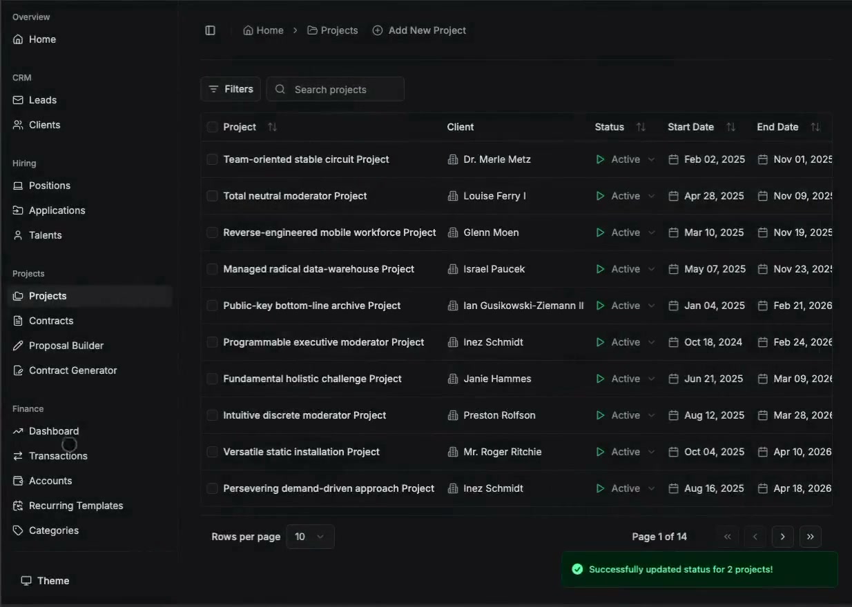 Modern ERP the challenge product screen