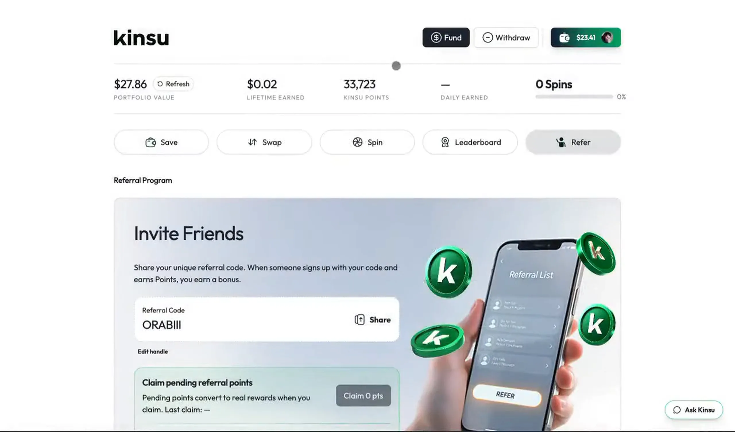 Kinsu the solution product screen