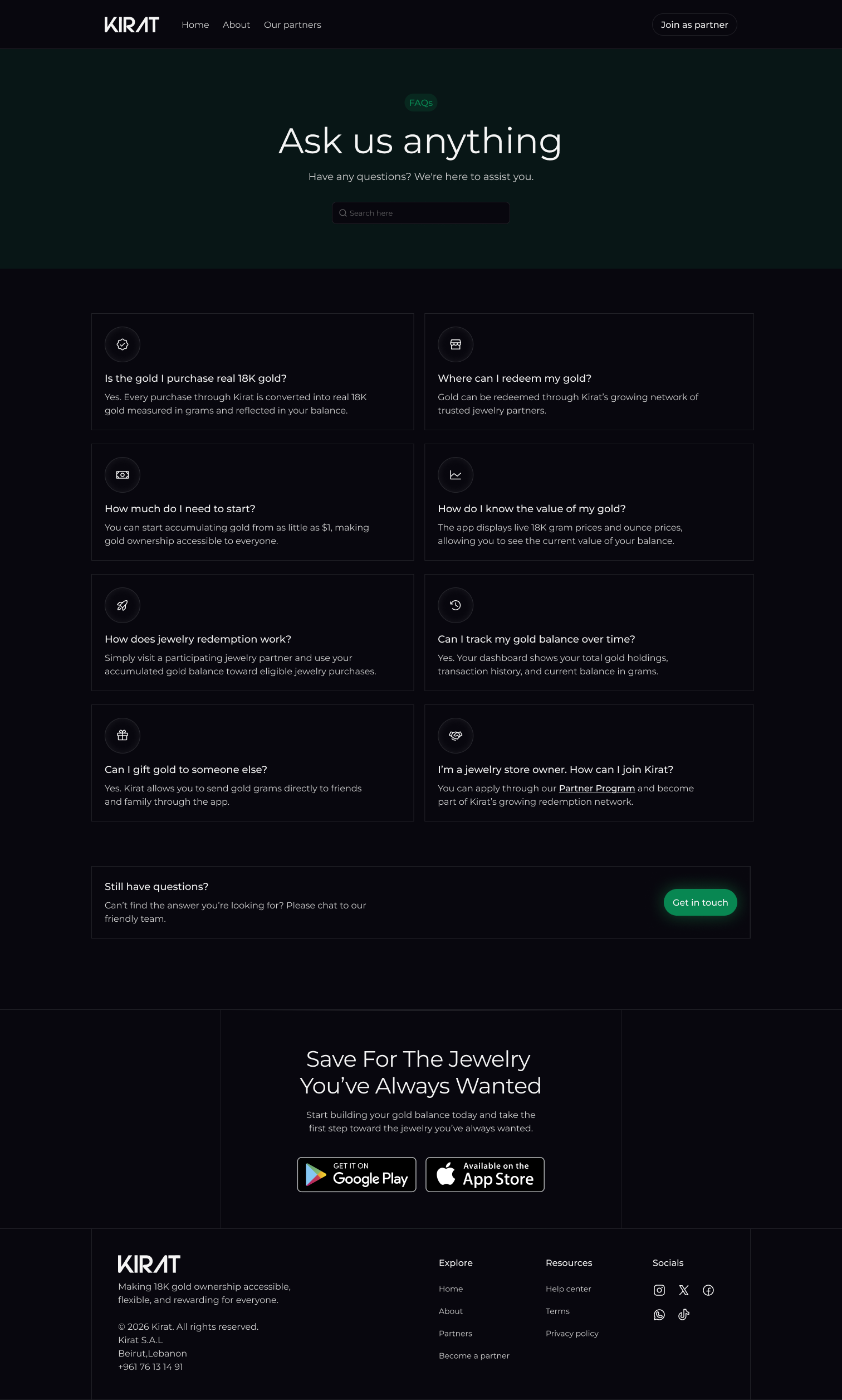 Kirat the solution product screen